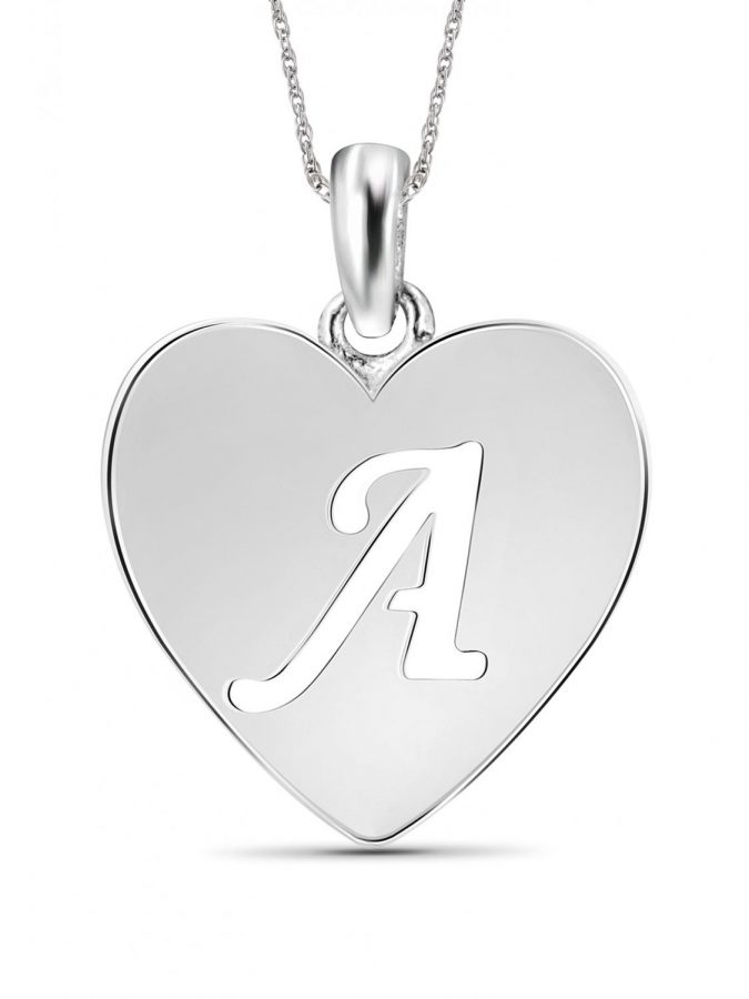 Jewelers+Sterling+Silver+Initial+Heart+Pendant