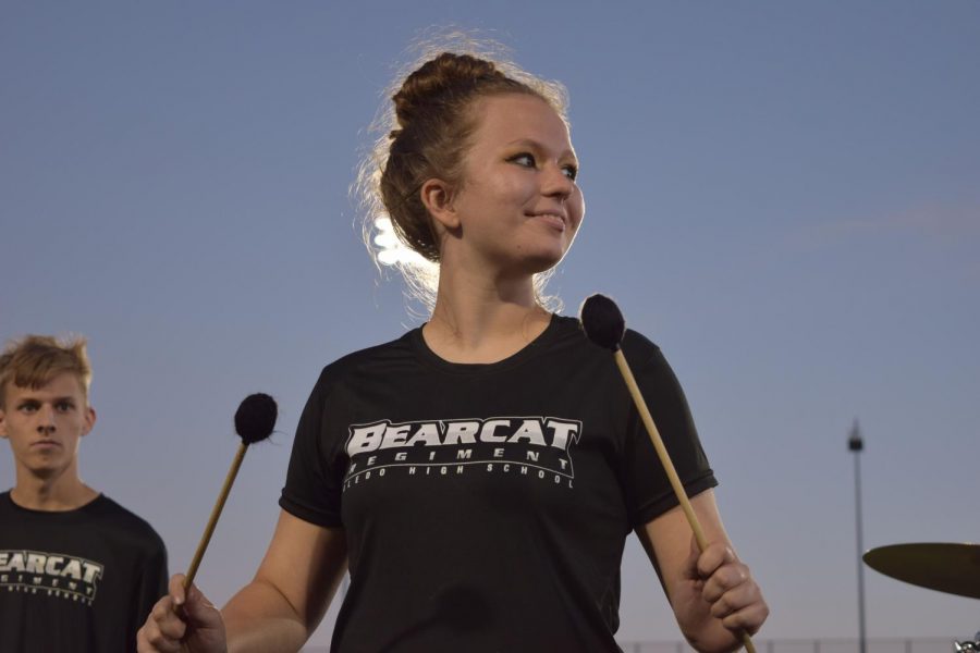 Junior Kailey DeLorenzo plays at Meet the Band