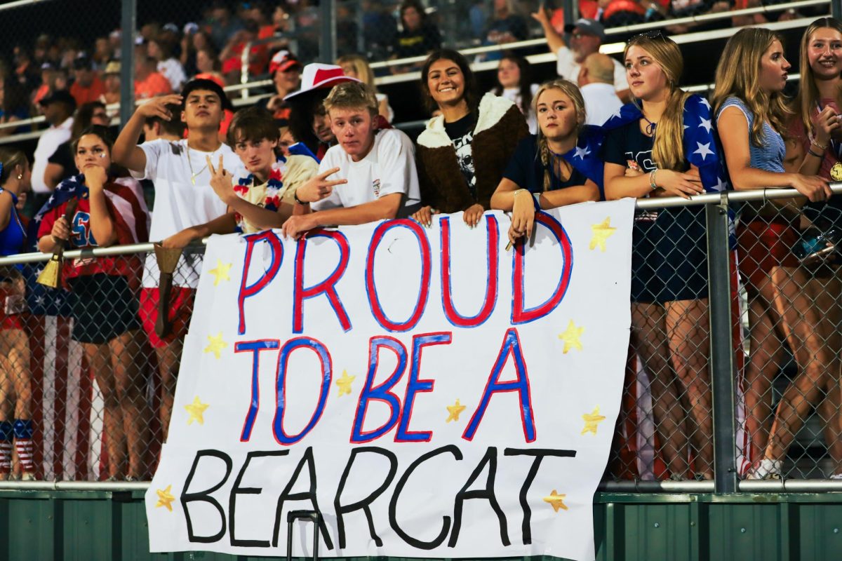 As the varsity football team takes on another Friday Night Lights, students fill the student section to support the Bearcats.